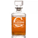 Personalized Whiskey Scrol Monogram Decanter & Rocks Glasses Engraved - cheapgroomsmengifts