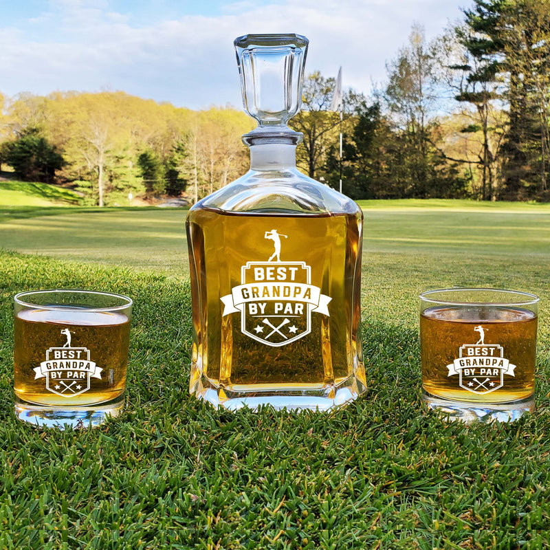 Best Grandpa By Par Golfer Decanter Whiskey Set Golf Gift Father&