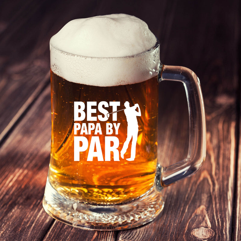 Funny Golf Gift Beer Mug Best Papa by Par Golf Ball Father&