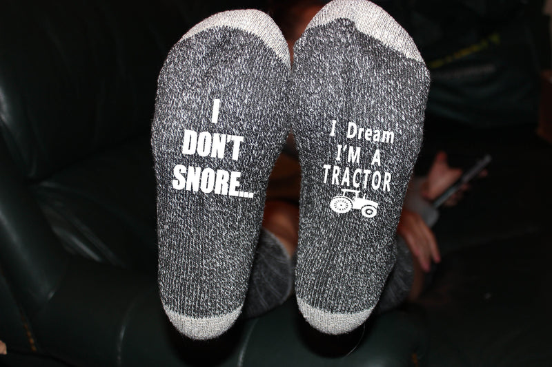 Funny Christmas Gift Socks I Don't Snore I Dream I'm a Tractor New Daddy Soon to Be Men's gag gift socks farmer gift for husband Dad
