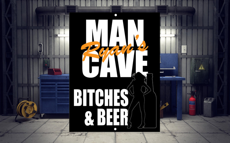 Personalized Metal Bitches & Beer Man Cave Wall Sign perfect gift for and Man Groomsmen gift Father Day Birthday Gift Custom Garage Signs