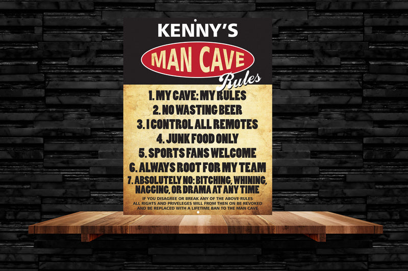 Personalized Metal Cave Rules 1 Man Cave Wall Sign perfect gift for and Man Groomsmen gift Father Day Birthday Gift Custom Garage Signs
