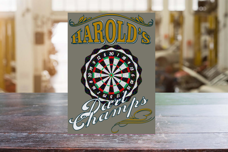 Personalized Metal Dart Champs Man Cave Wall Sign perfect gift for and Man Groomsmen gift Father Day Birthday Gift Custom Garage Signs