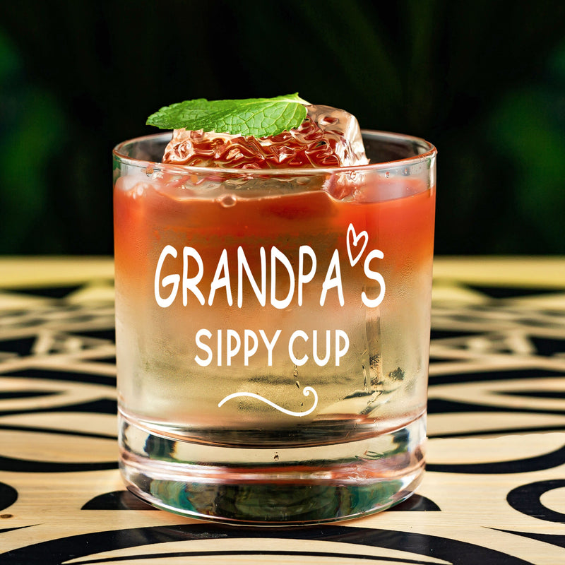 Funny Whiskey Glass Grandpa's Sippy Cup Valentines Day Gift New Grandpa Soon to Be Papa's Sippy Cup Grandpa Gift Rocks Glass