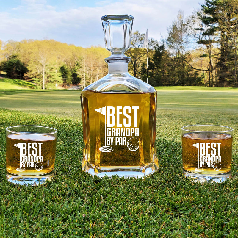 Best Grandpa By Par Golf Ball Decanter Whiskey Set Golf Gift Father&