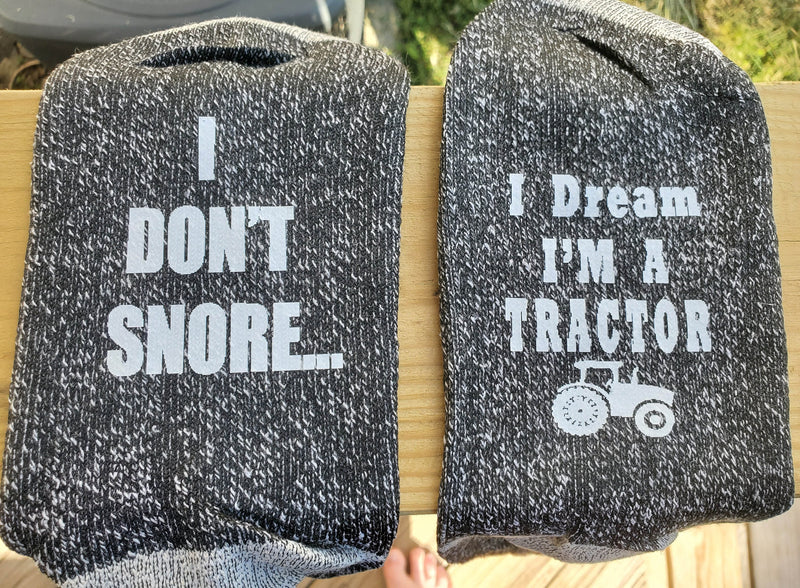 Funny Christmas Gift Socks I Don't Snore I Dream I'm a Tractor New Daddy Soon to Be Men's gag gift socks farmer gift for husband Dad