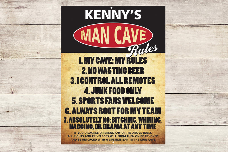 Personalized Metal Cave Rules 1 Man Cave Wall Sign perfect gift for and Man Groomsmen gift Father Day Birthday Gift Custom Garage Signs