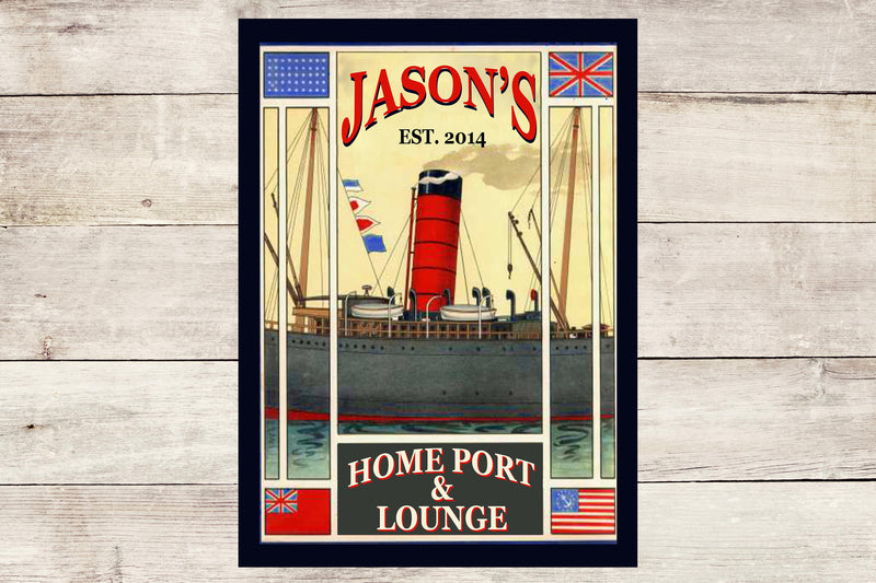 Personalized Metal Home Port Man Cave Wall Sign perfect gift for and Man Groomsmen gift Father Day Birthday Gift Custom Garage Signs