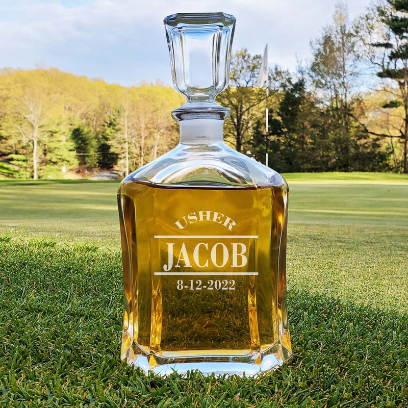 Personalized Whiskey Bowtie Decanter Usher wedding Gift Decanter Usher Gift from Groom Decanter Man Cave Gift Decanter Gift Groomsmen