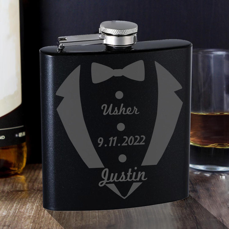 Personalized Usher Flask Tuxedo Perfect Usher wedding Gift Engraved Flask Usher Gift from Groom Usher Proposal Gift for Bachelor Party Gifts