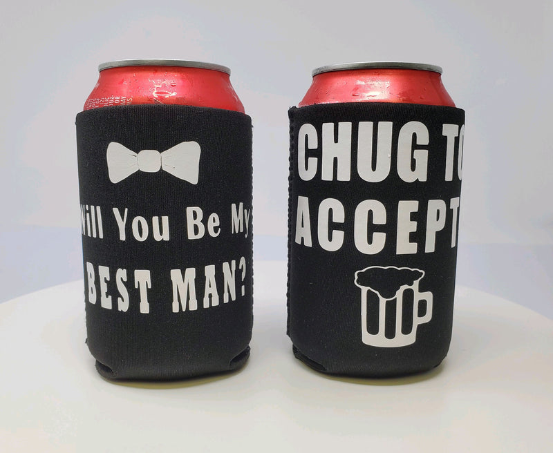 2 Sided Best Man Can Cooler Will you be my Best Man