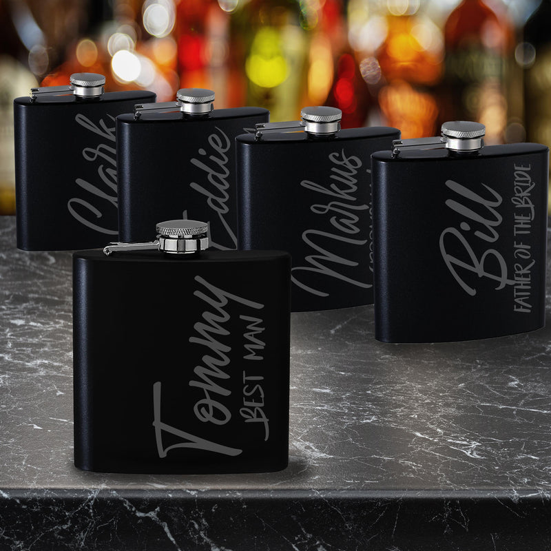 Set of 5 Personalized Flasks Groomsmen Proposal Gifts Best Man Perfect gift from Groom Wedding Engraved Flask Vertical Bachelor Party Gifts