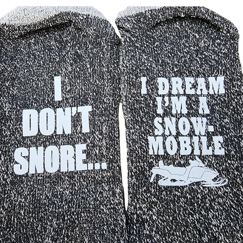 Funny Gift Socks I Don't Snore I Dream I'm a Snowmobile Gift for Men gag gift Snowmobile socks gifts Valentines Day Gift Man for him