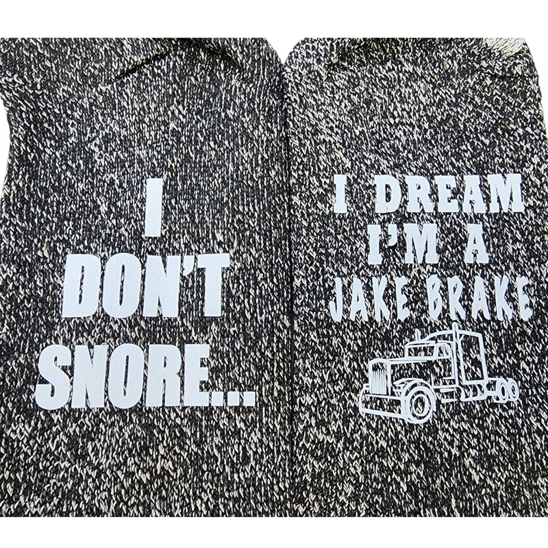 Funny Socks I Don't Snore Jake Brake Fathers Day Gift Socks Gag Gift for Dad Grandpa Truck Driver Birthday Gift for Men