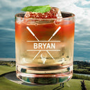Personalized Etched Split Golf Monogram Whiskey Glass Father's day gift Golf gifts For Dad Men Grandpa Man Cave Bar Decor Christmas Gift