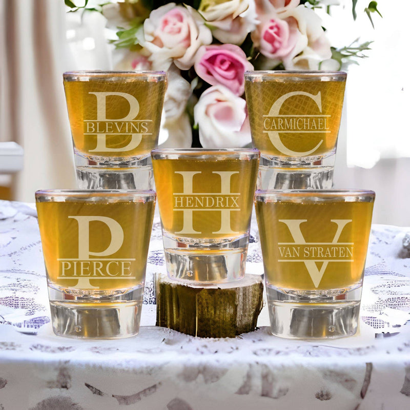 Set of 5 Personalized Shot Glasses Bridesmaid Proposal Gifts from Bride Custom Wedding Engraved Shot Glasses Bachelorette Bridal Party Gifts