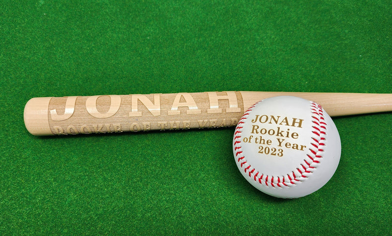 Personalized Rookie of the Year Baseball or Mini Bat Gift Little League Gift Custom Engraved Gift for Him Team Trophies Baseball Fan Bats