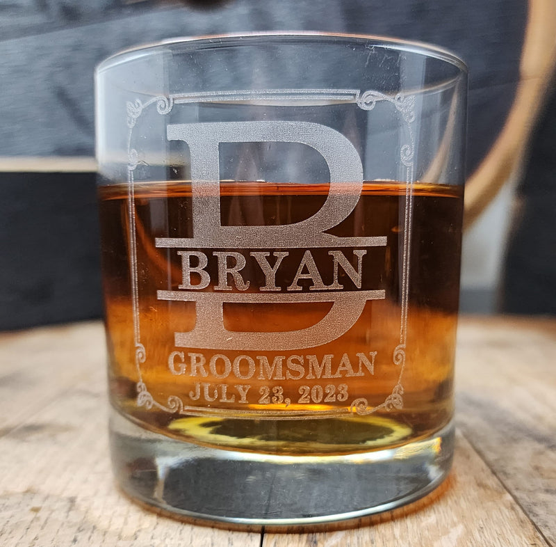 Custom Groomsmen Proposal Whiskey Glasses Personalized Monogrammed Wedding whiskey glasses Gift Set