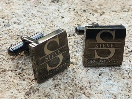 Personalized Gun Metal or Silver Square Cufflinks with Gift Box Perfect Groomsmen Prospal Engraved Best Man Cufflinks Set