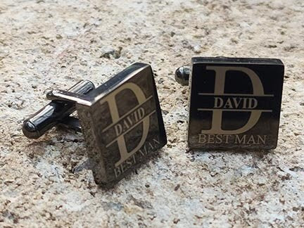 Personalized Gun Metal or Silver Square Cufflinks with Gift Box Perfect Groomsmen Prospal Engraved Best Man Cufflinks Set