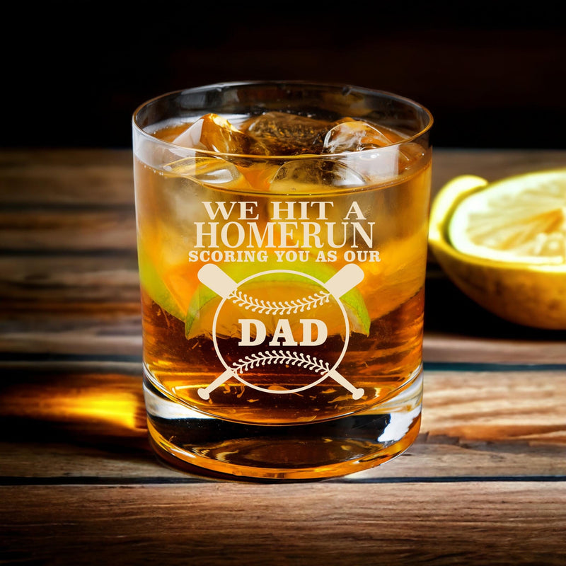 Custom Father's Day Baseball Whiskey Glass or Beer Mug Personalized Baseball Gift for Dad or Grandpa First Fathers Day Gift