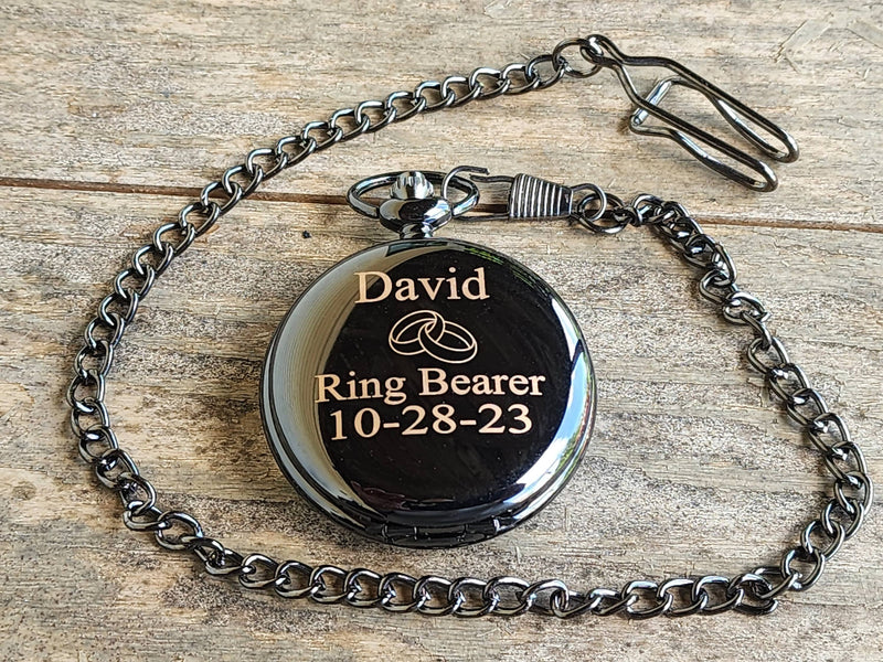 Personalized Pocket Watch Ring Bearer Gift Proposal Gift Custom Engraved Pocket Watches Wedding Ring Bearer Security Gift for Him