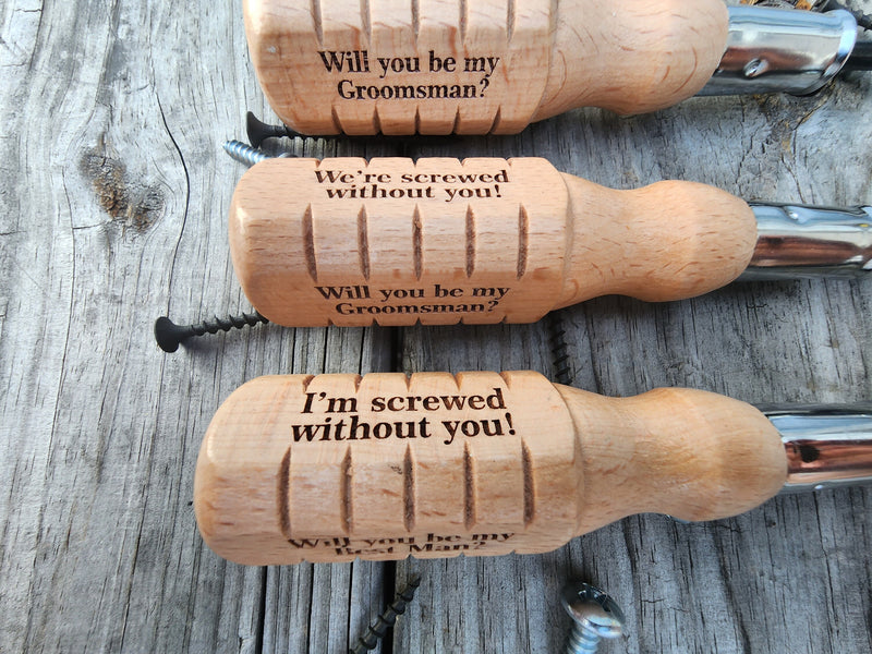 Custom Funny Groomsmen Proposal Screwdriver Perfect Personalized Gift for Best Man, Groomsman Wedding Gift for Him