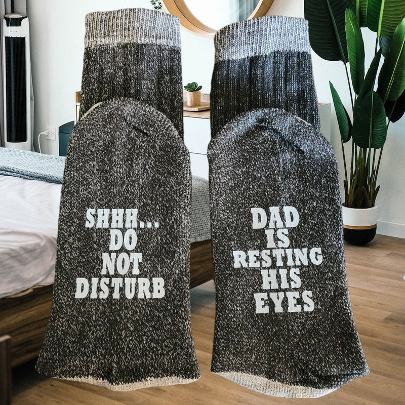 Funny Gift Dad Is Resting His Eyes Do Not Disturb Socks Gift for Dad Christmas Stocking Stuffer Gift For Him Funny Birthday Gag for Dad Gift