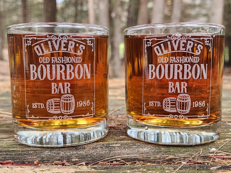 Custom Bar Sign Whiskey Glasses Personalized Whiskey Bar Sign Decor for Home Bar Gift Set Anniversary Birthday Gift for Him Dad