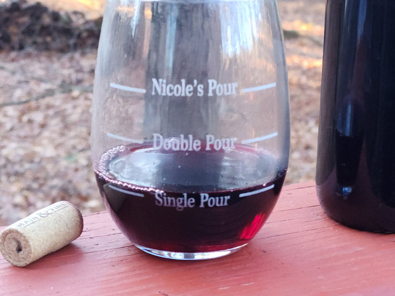Funny Custom Name Single Pour Double Pour Stemless Wine Glass Gift - Best Friend Gift for Mom Grandpa Stocking Stuffer Christmas Gift