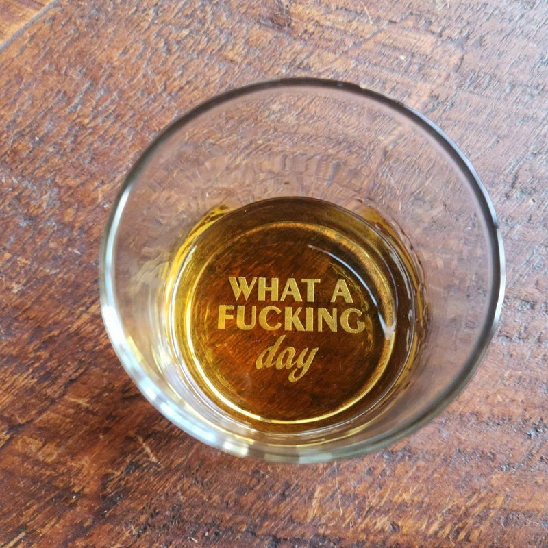Funny Whiskey Glass What a Fucking Day Christmas Birthday Gift for Grandpa Dad Uncle Brother Whiskey Glasses Because Work Funny work suxs
