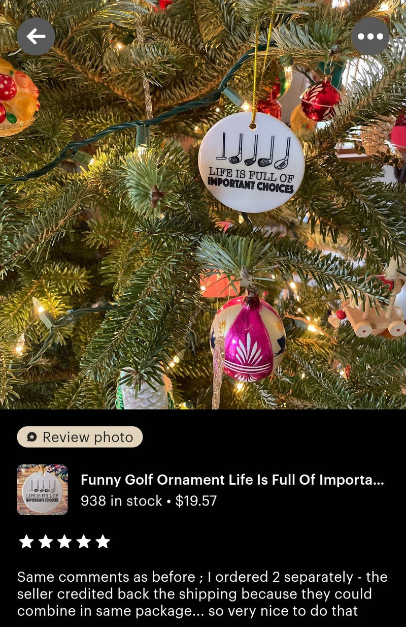 Funny Golf Ornament Life Is Full Of Important Choices Dad Grandpa Golf Clubs Christmas Ornament Gift Golf Decor Gifts for Dad Men Golfer