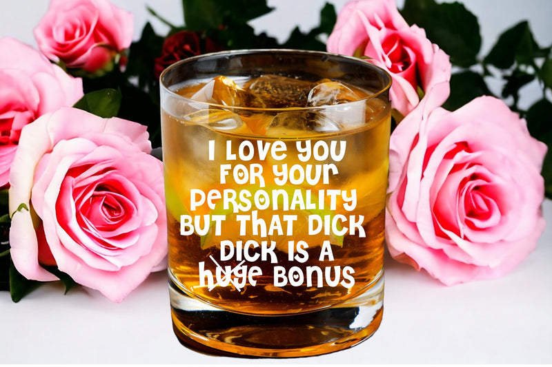 Funny Small Bonus Personalized Naughty Whiskey Glass Valentines Day Gift for Him Men Custom Gift Husband Boyfriend Anniversary Birthday Gift