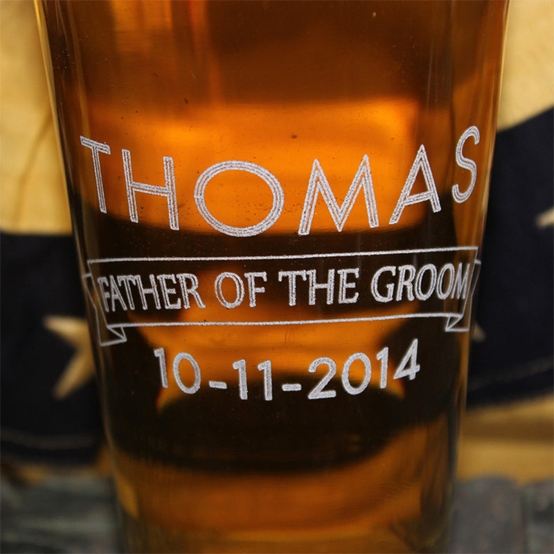 Personalized 18 oz. Wedding Party Pub Glass - cheapgroomsmengifts