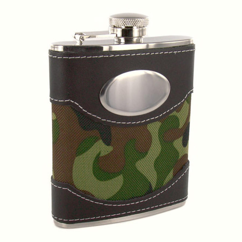 Personalized 6 oz. Green Camouflage Flask - cheapgroomsmengifts