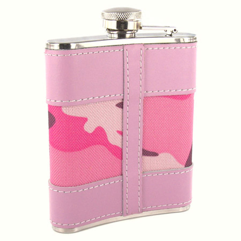 Personalized 6 oz. Pink Camouflage Flask - cheapgroomsmengifts