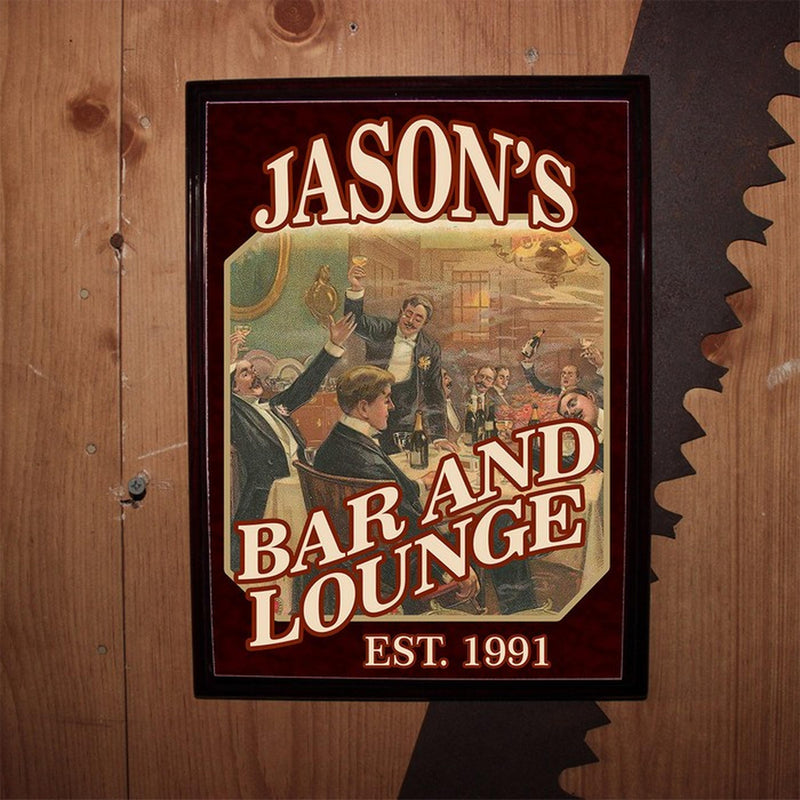 Personalized Bar and Lounge Wood Bar Pub Sign - cheapgroomsmengifts