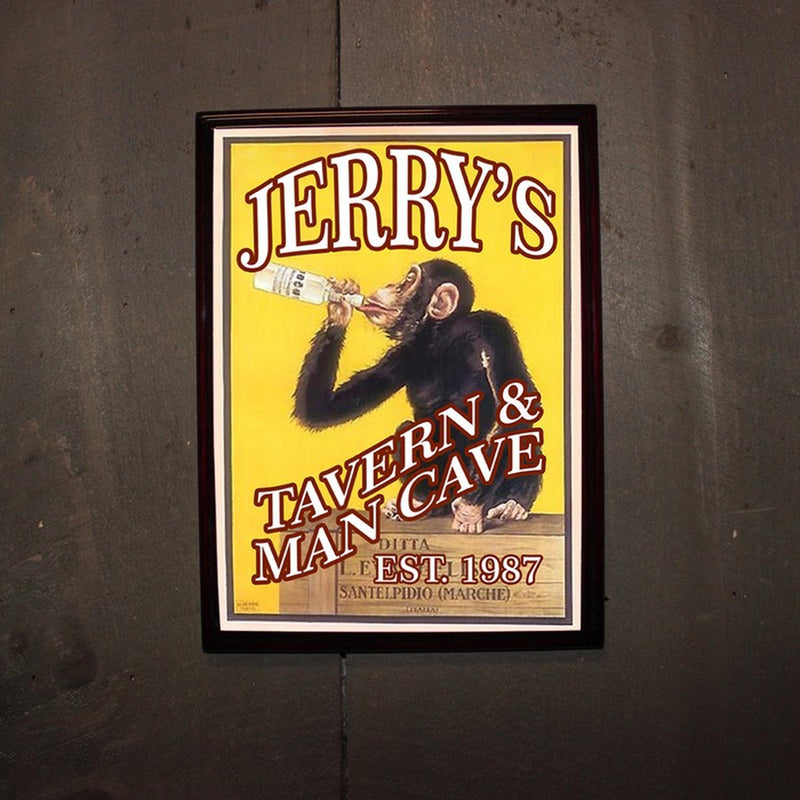 Personalized Monkey Tavern & Man Cave Wood Bar Pub Sign - cheapgroomsmengifts