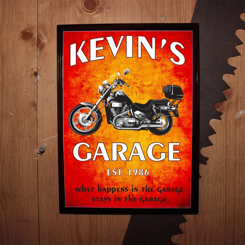 Personalized Motorcycle Garage Wood Bar Pub Sign - cheapgroomsmengifts