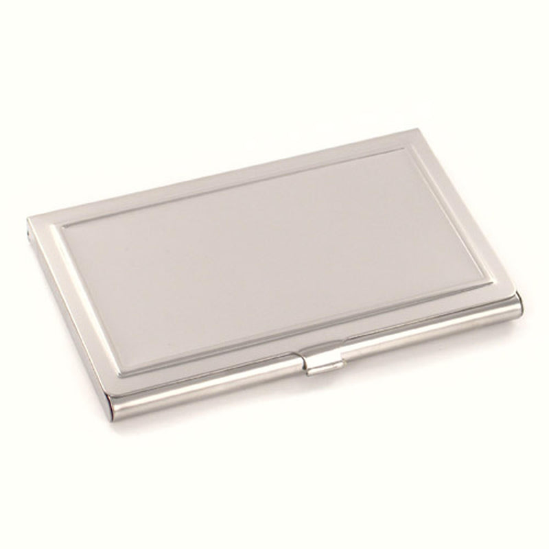 Personalized Silver Business Card Case w- Raised Border - cheapgroomsmengifts