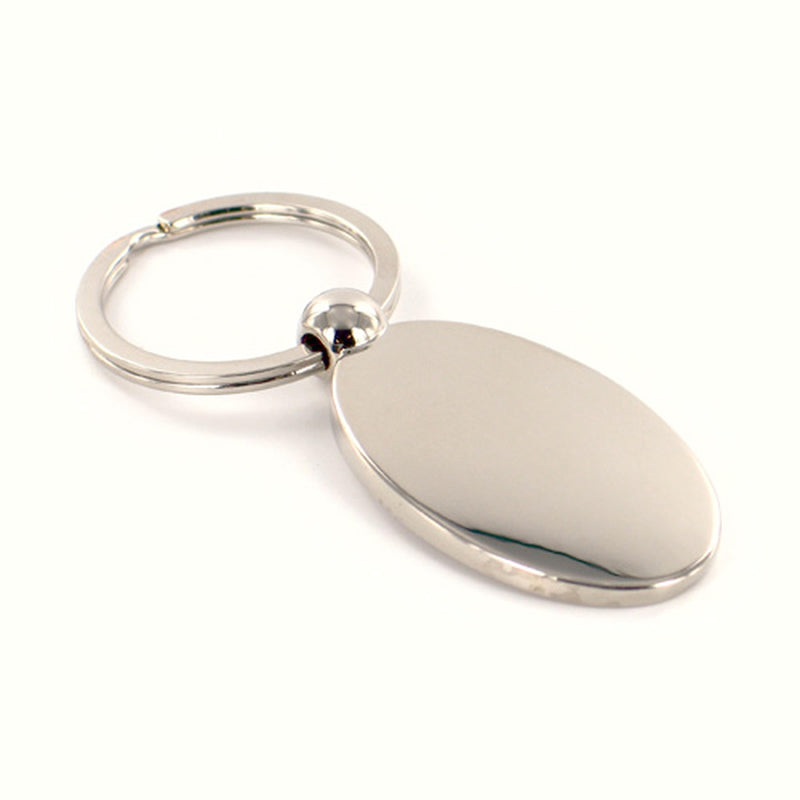 Personalized Silver Oval Key Chain - cheapgroomsmengifts