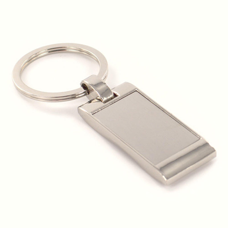Personalized Silver Rectangle Key Chain w- Brushed Center - cheapgroomsmengifts