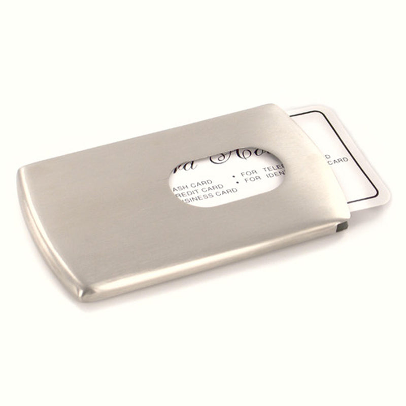 Personalized Side-Loading Stainless Steel Business Card Case - cheapgroomsmengifts